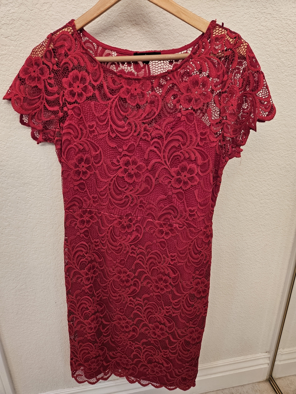 Ambiance Red Floral Lace Midi Dress